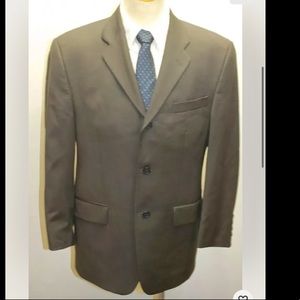 CK Calvin Klein Men Blazer 40R Dark Brown 100% Wool Lined 3 Buttons Canada Made